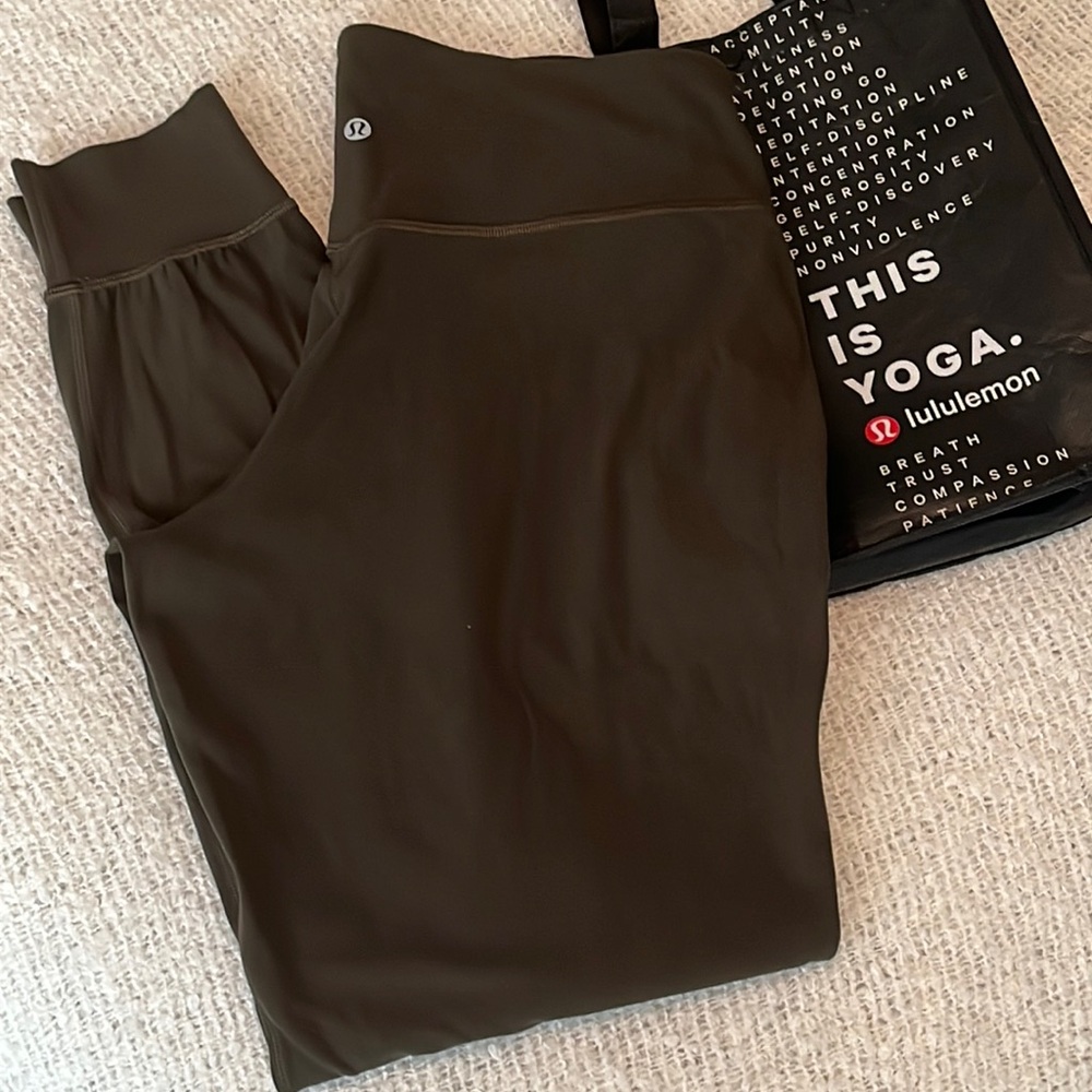 Lululemon Align High-Rise Cropped
Jogger, Olive Green, size 10.